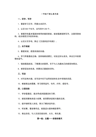 一年级下册主要内容