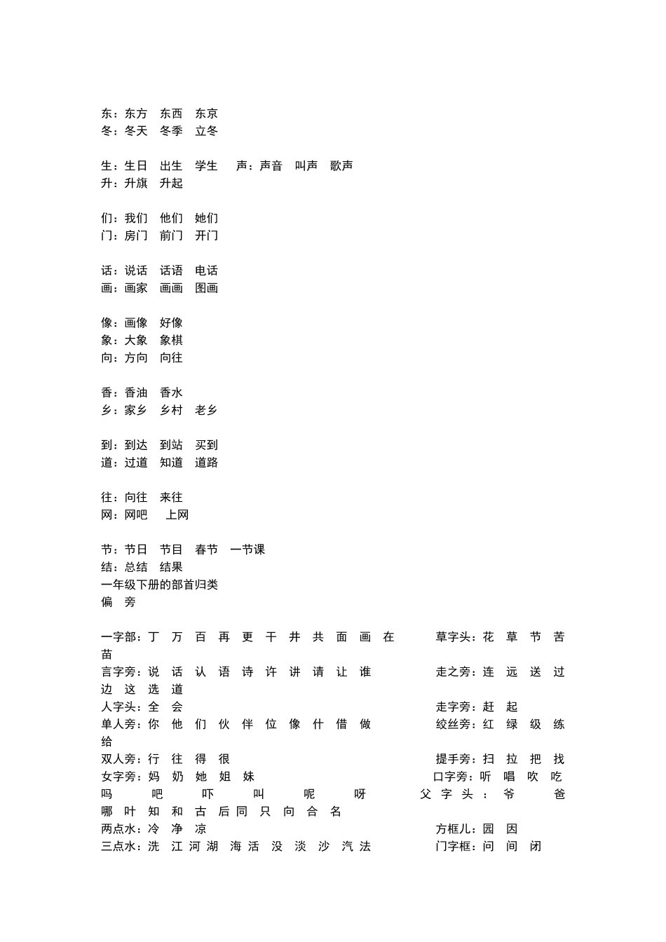 一年级下册反义词集锦_第3页
