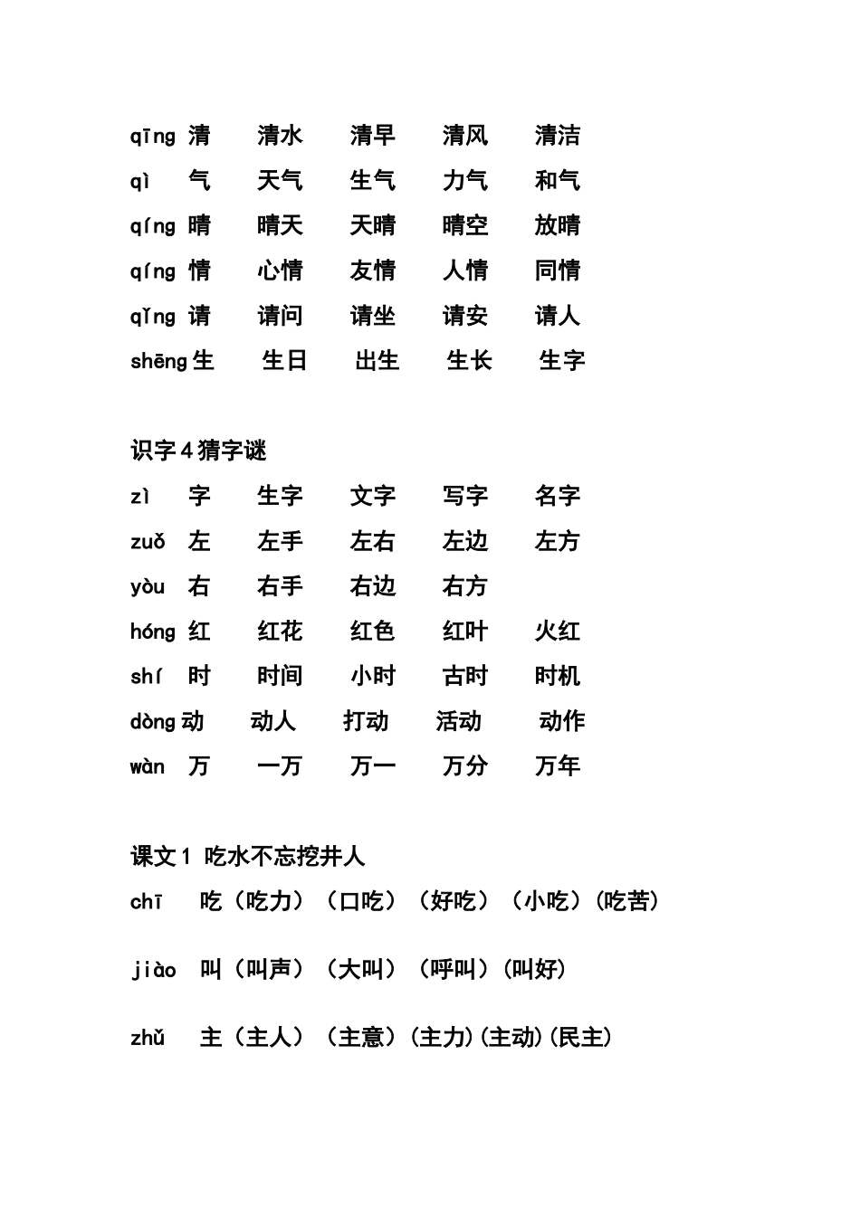一年级下册语文四会字组词_第2页