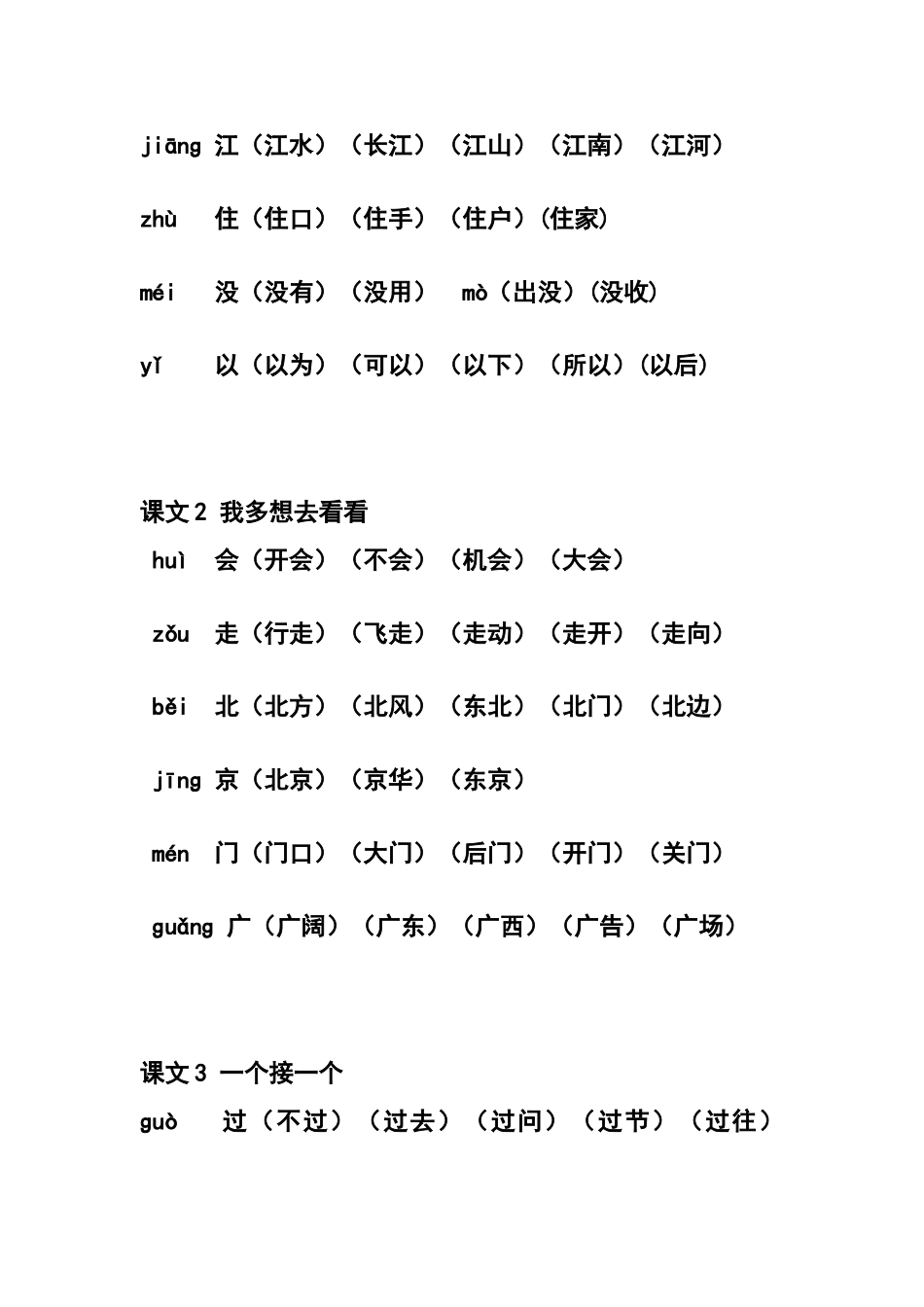 一年级下册语文四会字组词_第3页