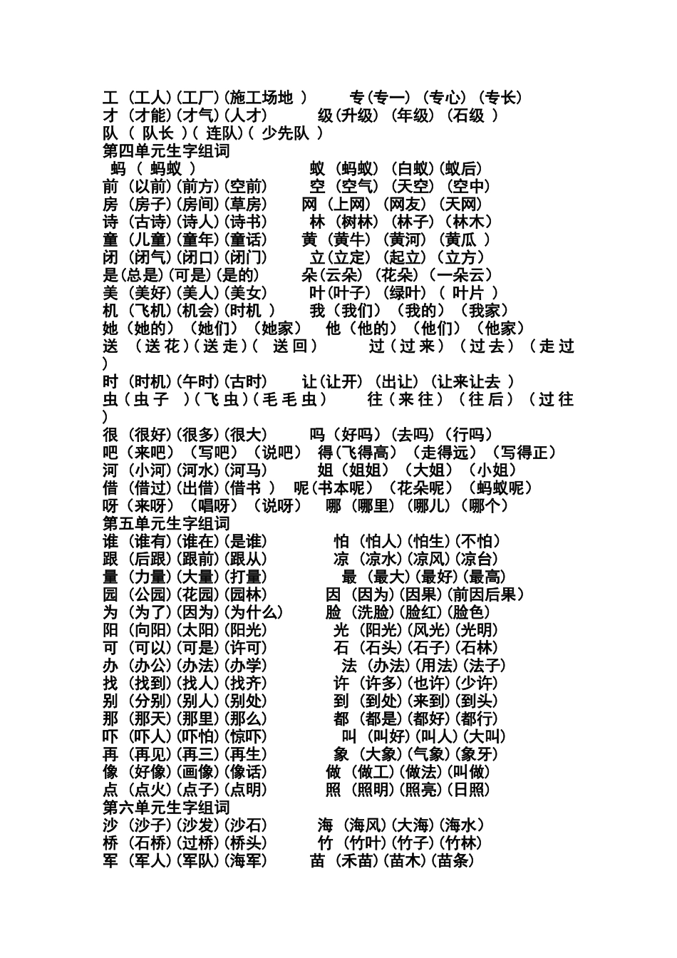 一年级下册语文生字表组词一_第2页