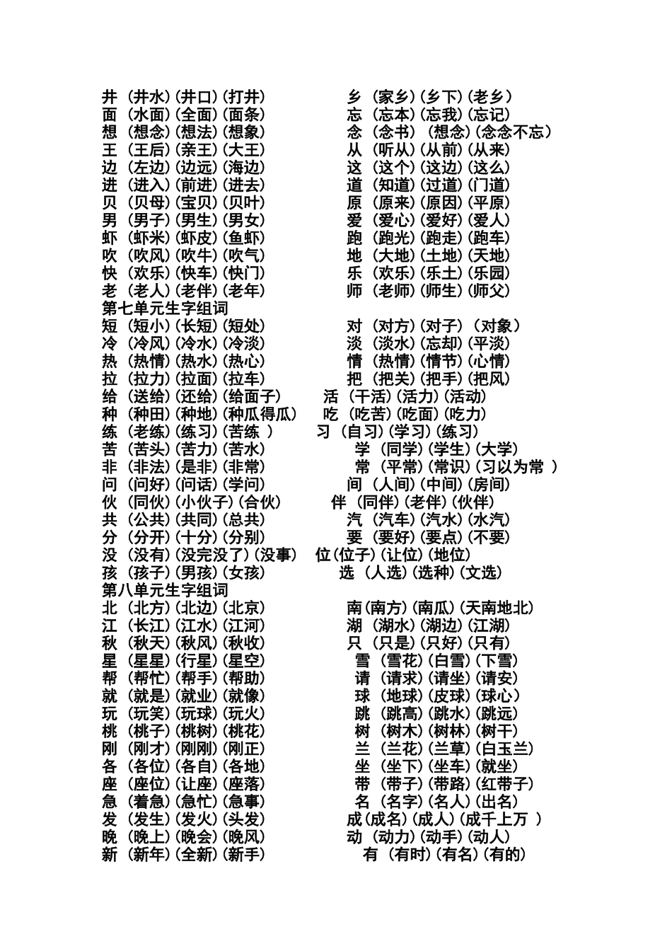 一年级下册语文生字表组词一_第3页