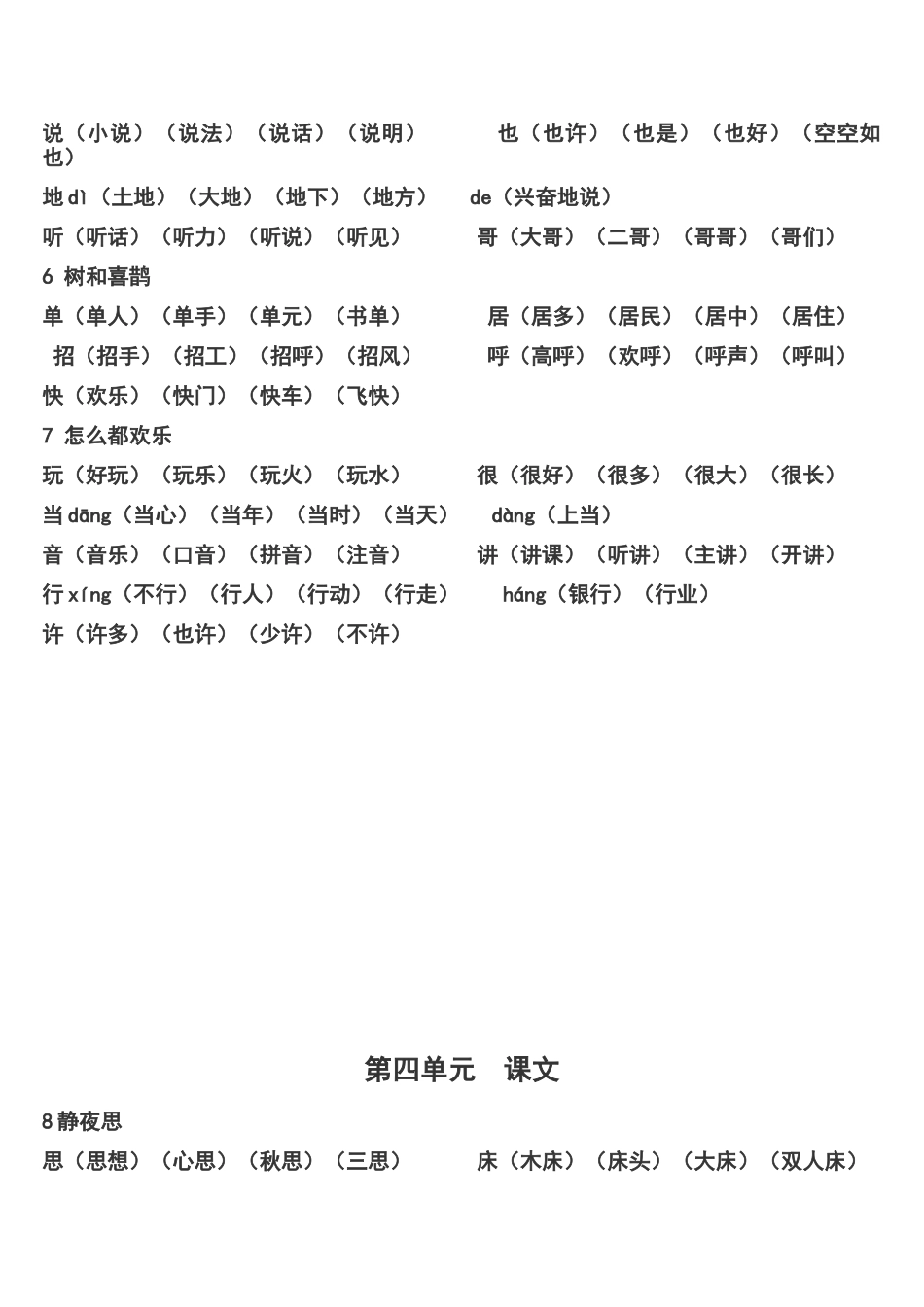 一年级下学期语文生字组词_第3页