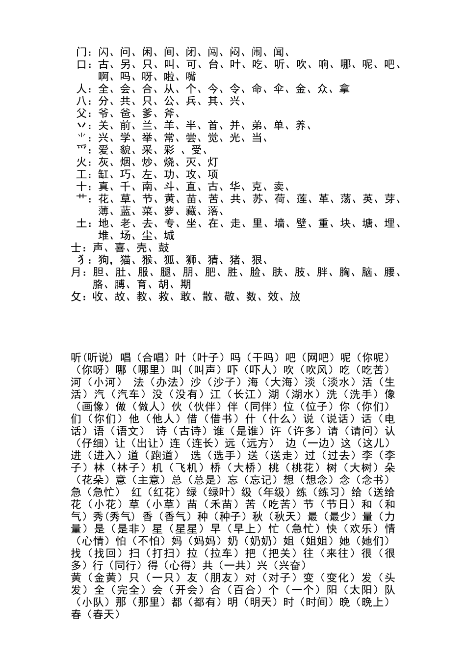 一年级同偏旁的字_第2页