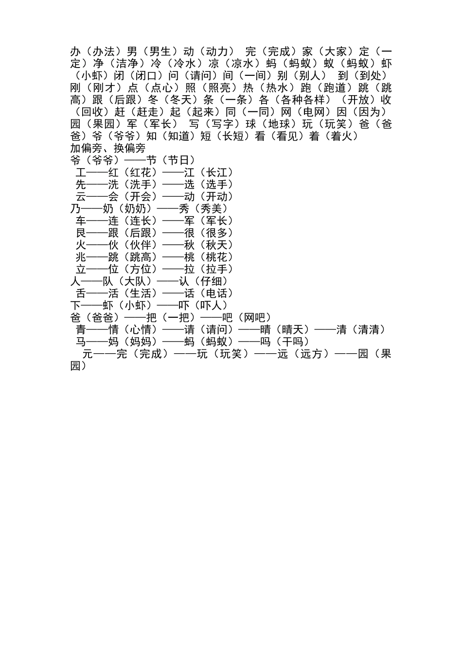 一年级同偏旁的字_第3页