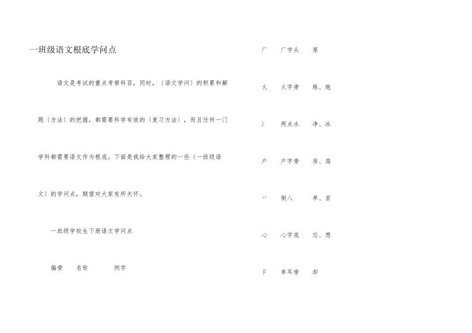 一年级语文基础知识点_第1页