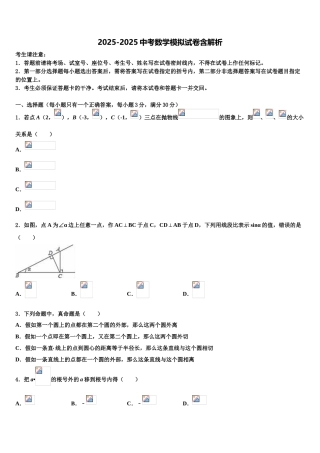 上海第二初级中学初中数学毕业考试模拟冲刺卷含解析