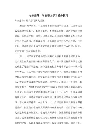 专家指导：初中语文学习提分技巧