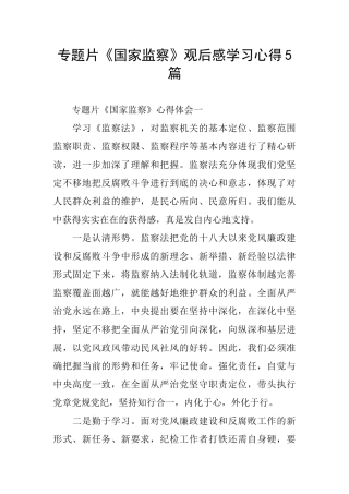 专题片《国家监察》观后感学习心得5篇