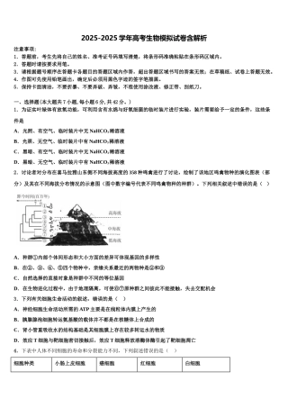 东北三省2025年辽宁省实验中学高考考前模拟生物试题含解析