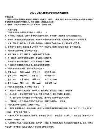 东北师大附中中考猜题语文试卷含解析