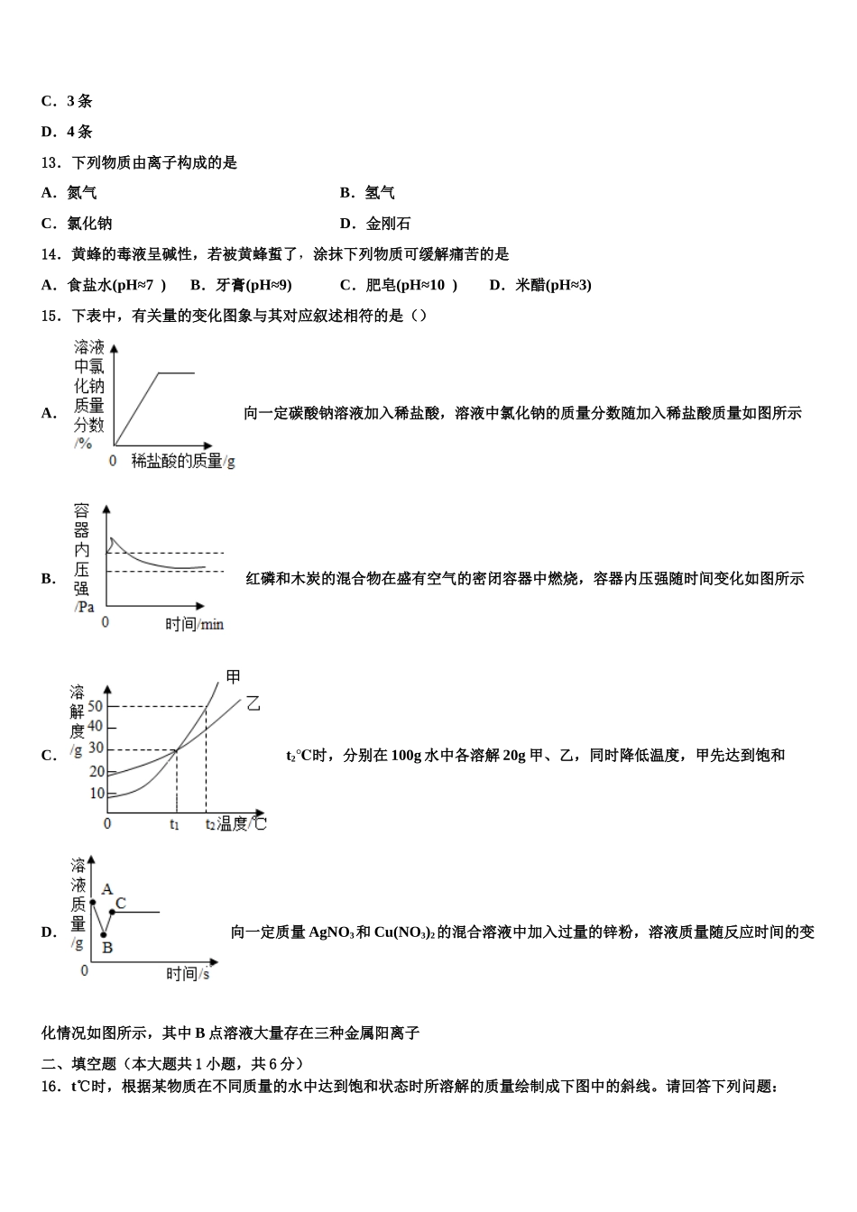 东莞市重点中学中考化学最后冲刺浓缩精华卷含解析_第3页