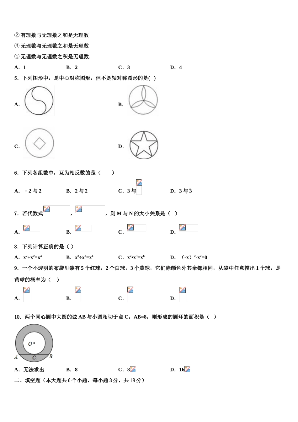 东莞市重点中学中考数学全真模拟试卷含解析_第2页