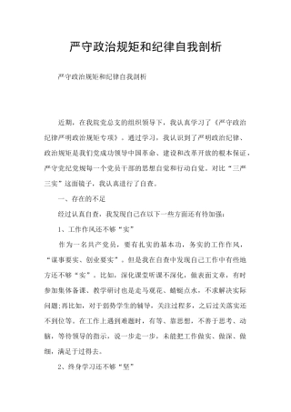 严守政治规矩和纪律自我剖析