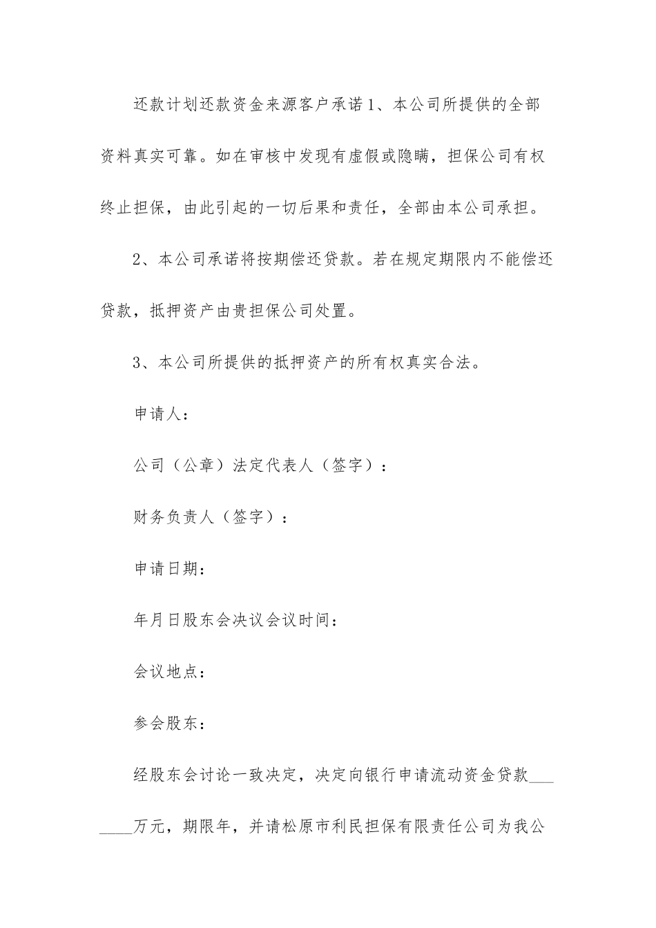 个人委托担保贷款申请书_第3页