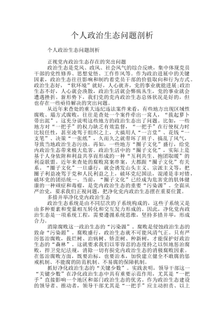 个人政治生态问题剖析