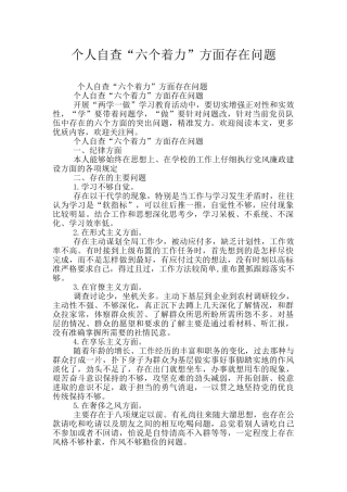 个人自查“六个着力”方面存在问题