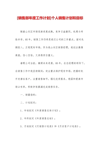 个人销售计划和目标