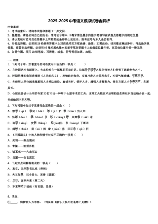 中卫市重点中学中考冲刺卷语文试题含解析