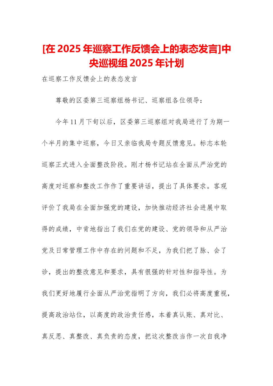 中央巡视组2025年计划_第1页