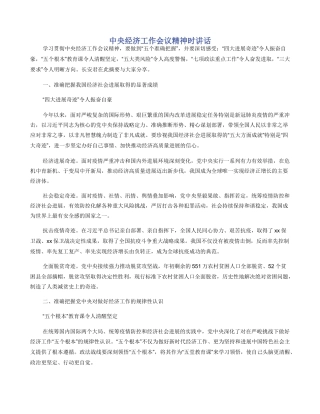 中央经济工作会议精神时讲话
