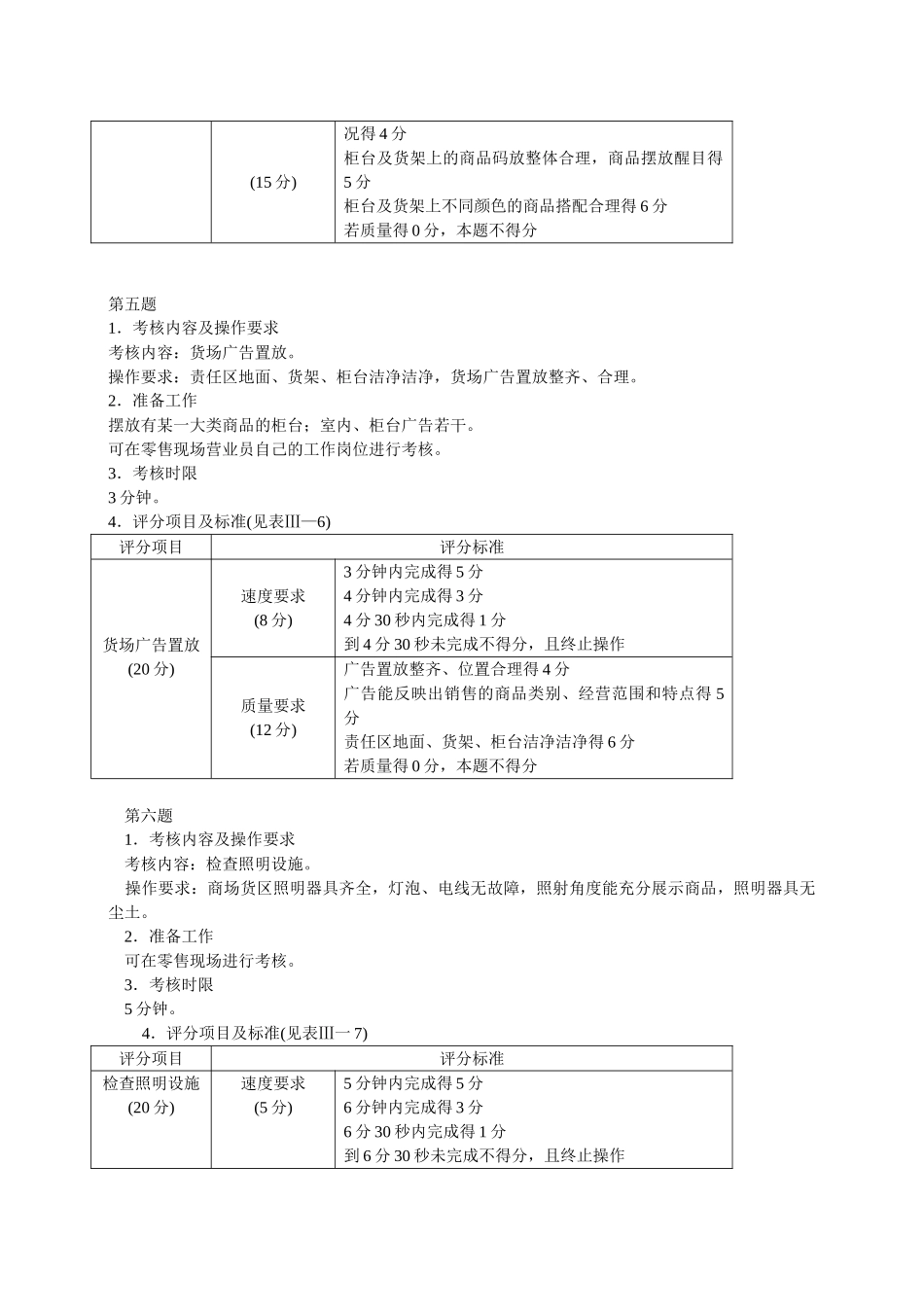 中级营业员技能考核练习题_第3页