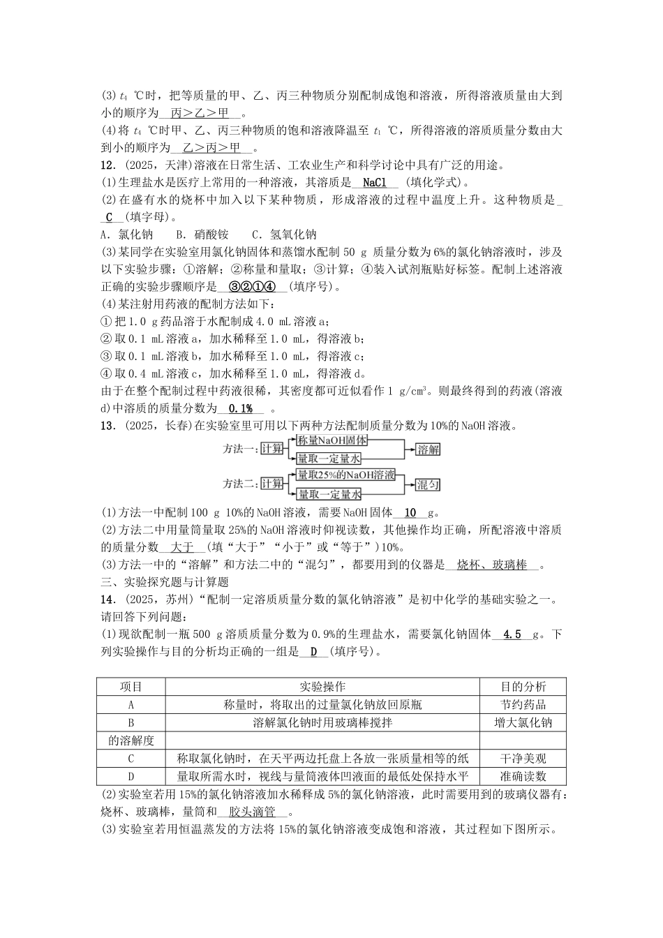 中考化学-第1篇--溶液的浓度试题1_第3页