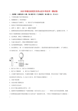 中考化学一模试卷含解析