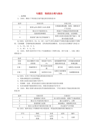 中考化学-第2篇-专题聚焦-专题四-物质的分离与除杂试题