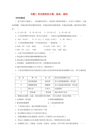 中考化学二轮复习-专题突破-专题3-常见物质的分离除杂提纯对点精练