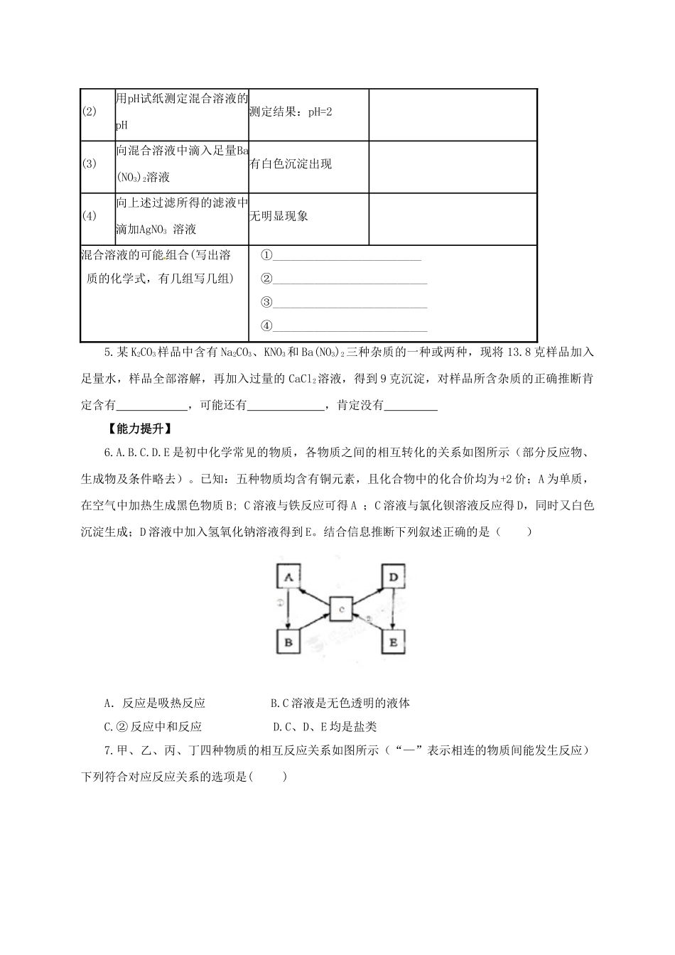 中考化学二轮复习-专题突破-专题5-物质推断题对点精练_第2页