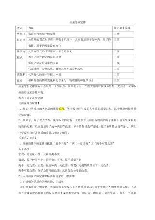 中考化学分类专项复习-质量守恒定律化学方程式