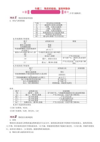 中考化学命题研究-第二编-重点题型突破篇-专题二-物质的检验鉴别和除杂精讲试题