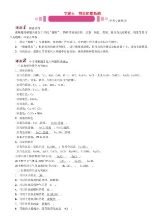 中考化学命题研究-第二编-重点题型突破篇-专题五-物质的推断题精讲试题