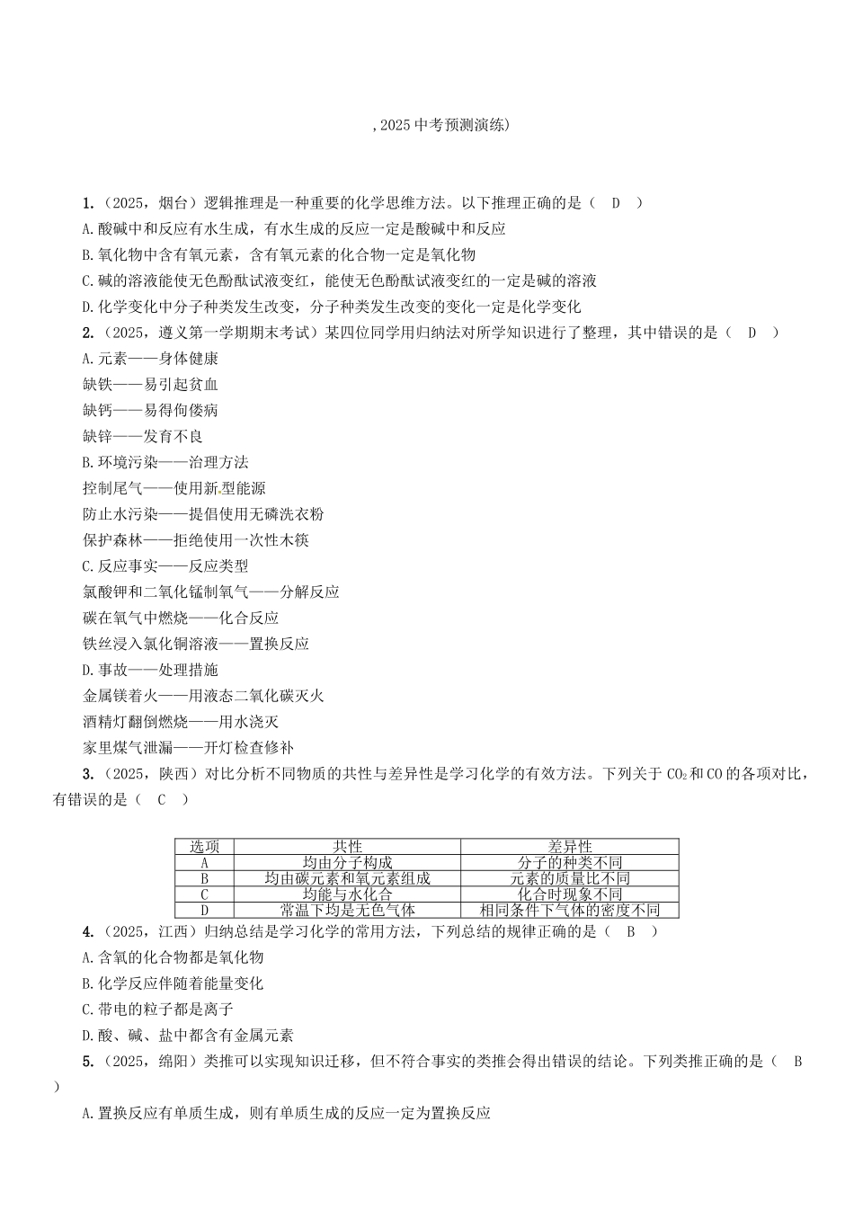 中考化学命题研究-第二编-重点题型突破篇-专题六-化学思想方法的应用精讲试题_第3页