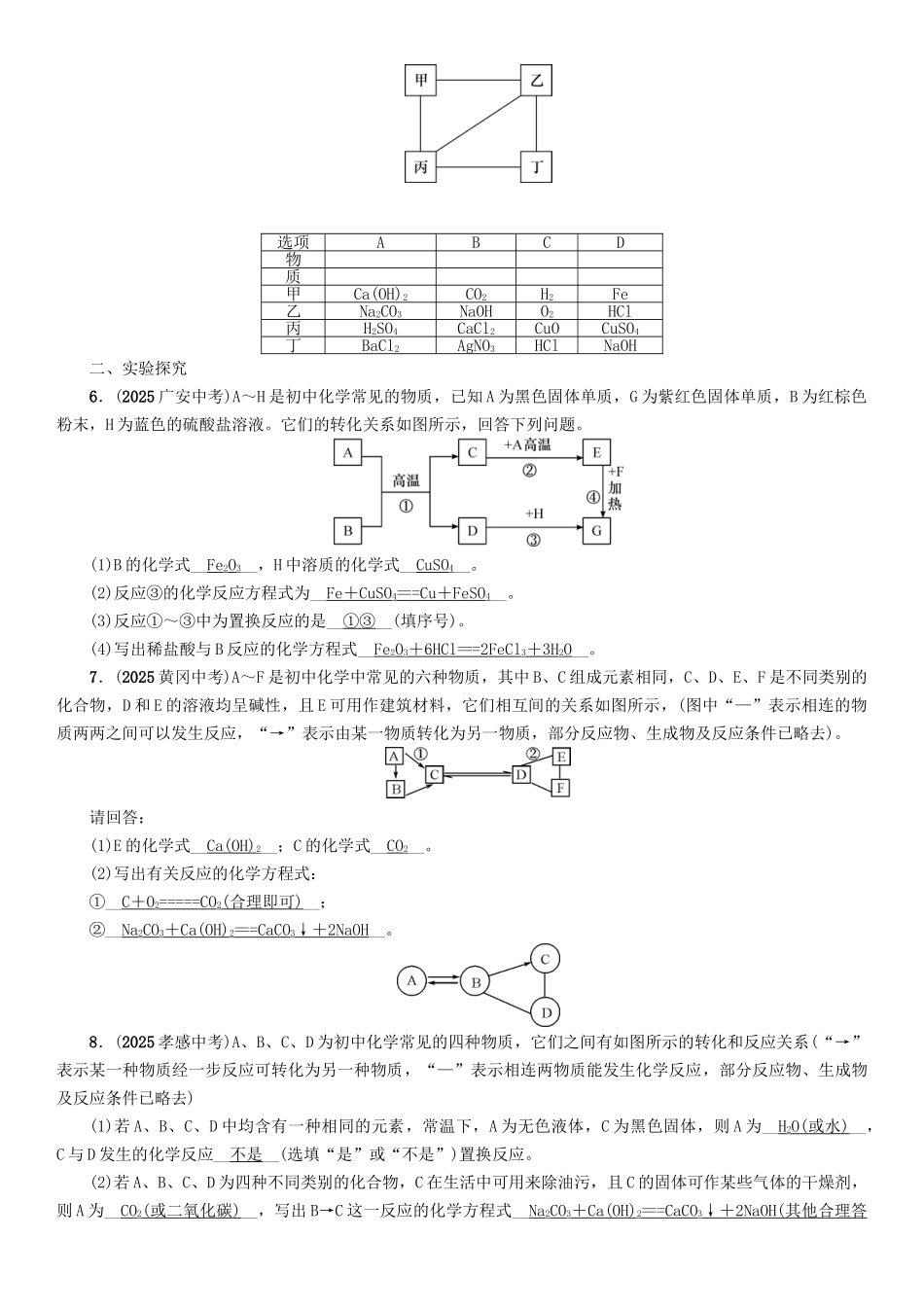 中考化学命题研究-第二编-重点题型突破篇-专题五-物质的推断题精练试题_第2页