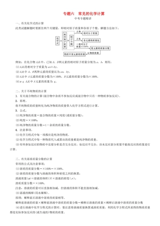 中考化学命题研究-第二编-重点题型突破篇-专题六-常见的化学计算精讲试题