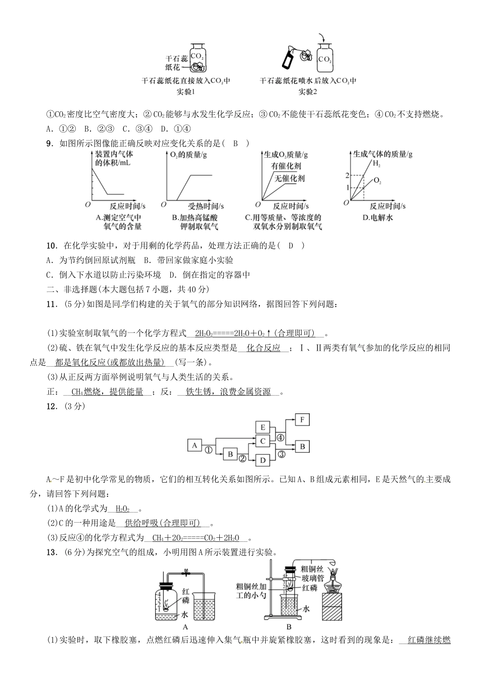 中考化学命题研究-阶段综合测评(第1-2章)_第2页
