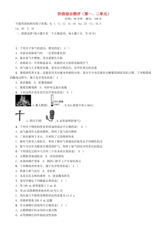 中考化学命题研究-阶段综合测评