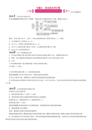 中考化学命题研究-第二编-重点题型突破篇-专题六-常见的化学计算精讲试题1