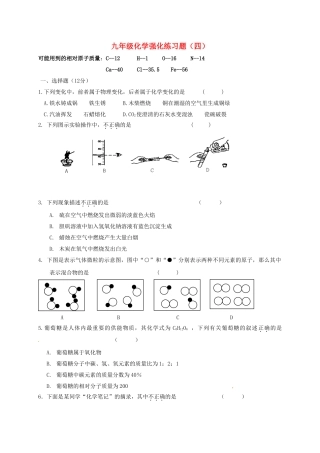 中考化学强化练习题四无答案1