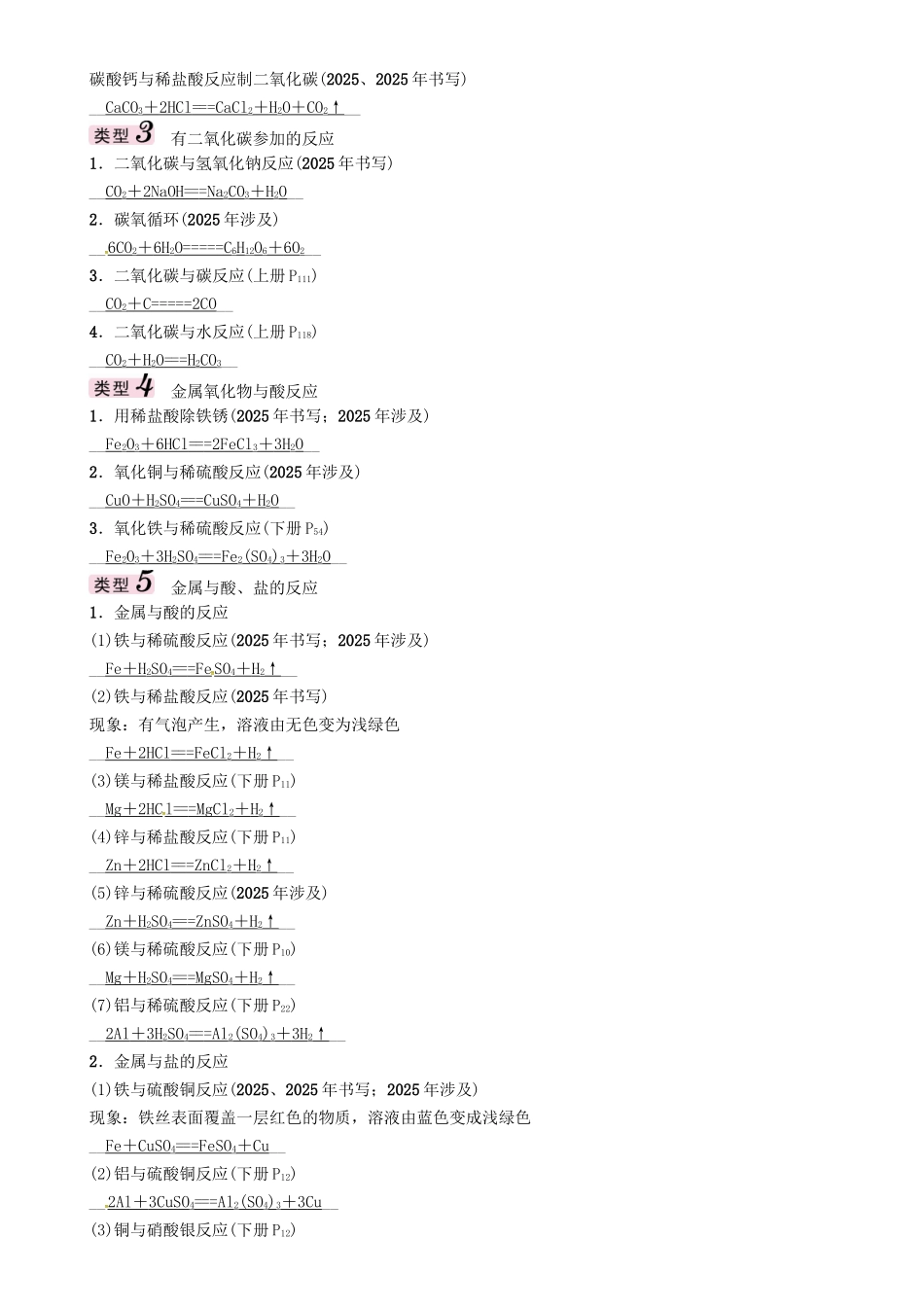 中考化学总复习-化学方程式集训试题1_第2页