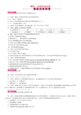 中考化学总复习-教材考点梳理--自然界的水-课时2-化学式与化合价试题1