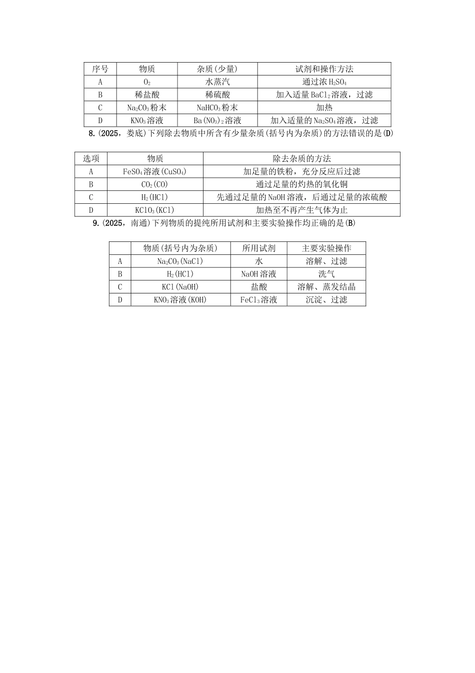 中考化学总复习-第1篇-考点聚焦-模块五-科学探究--物质的分离提纯与转换跟踪突破1_第2页