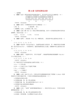 中考化学总复习-第一篇-考点聚焦--化学式和化合价试题