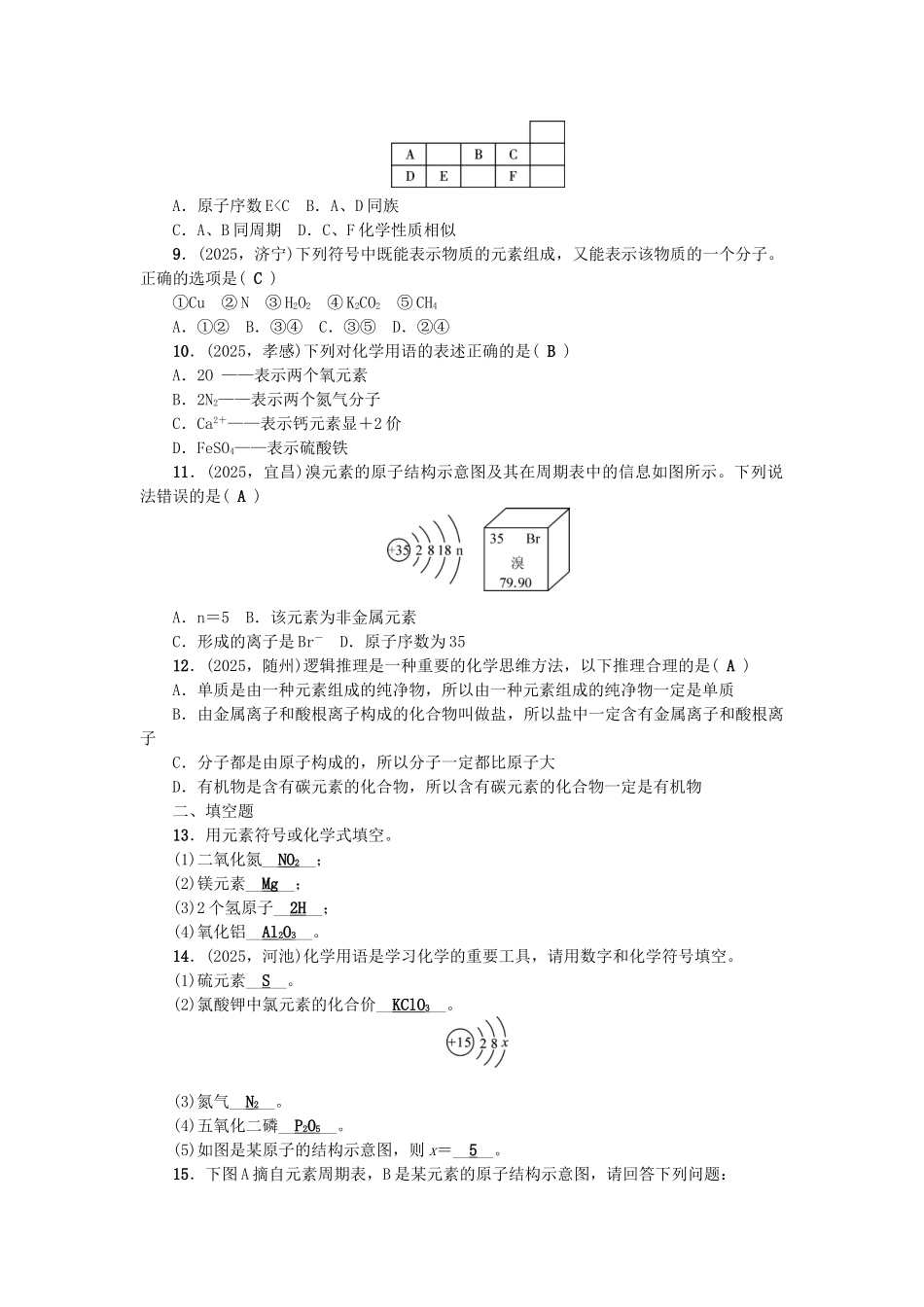 中考化学总复习-第一篇-考点聚焦--元素检测1_第2页