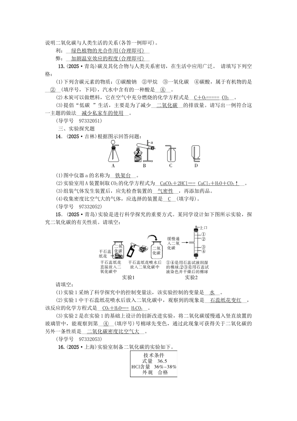 中考化学总复习-第一篇-考点聚焦--碳和碳的氧化物试题_第3页