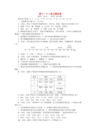 中考化学总复习-第三篇-第1012单元测试卷1