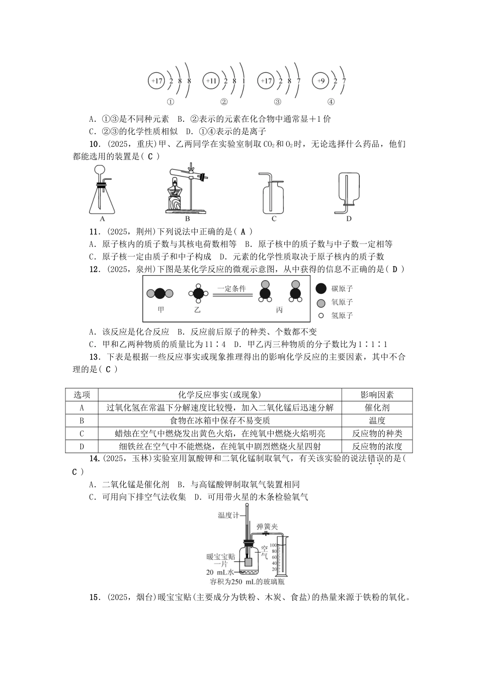 中考化学总复习-第三篇-测试卷1_第2页
