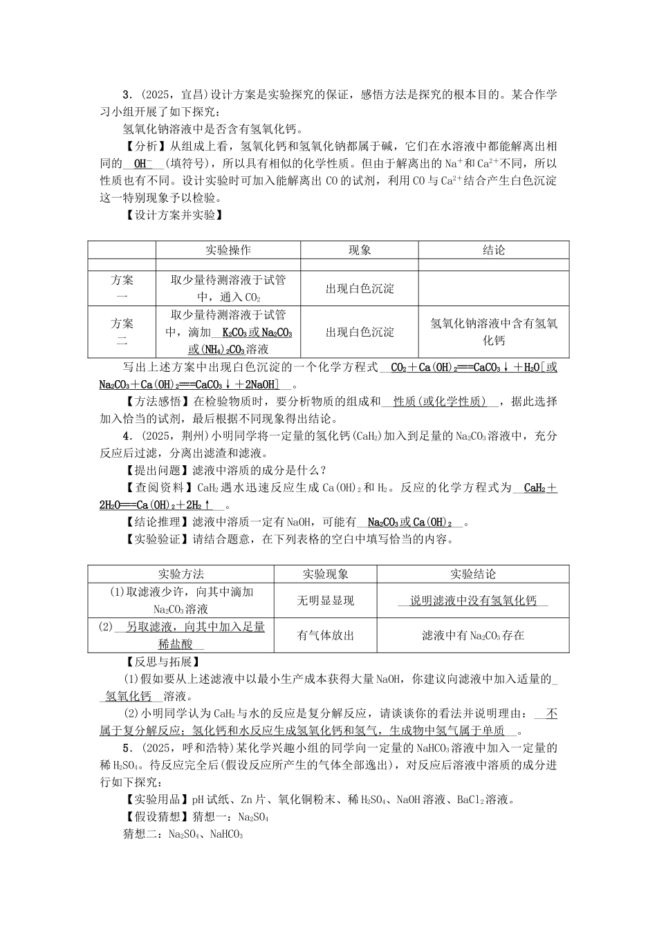 中考化学总复习-第二篇-专题聚焦-专题九-实验探究题检测1_第2页